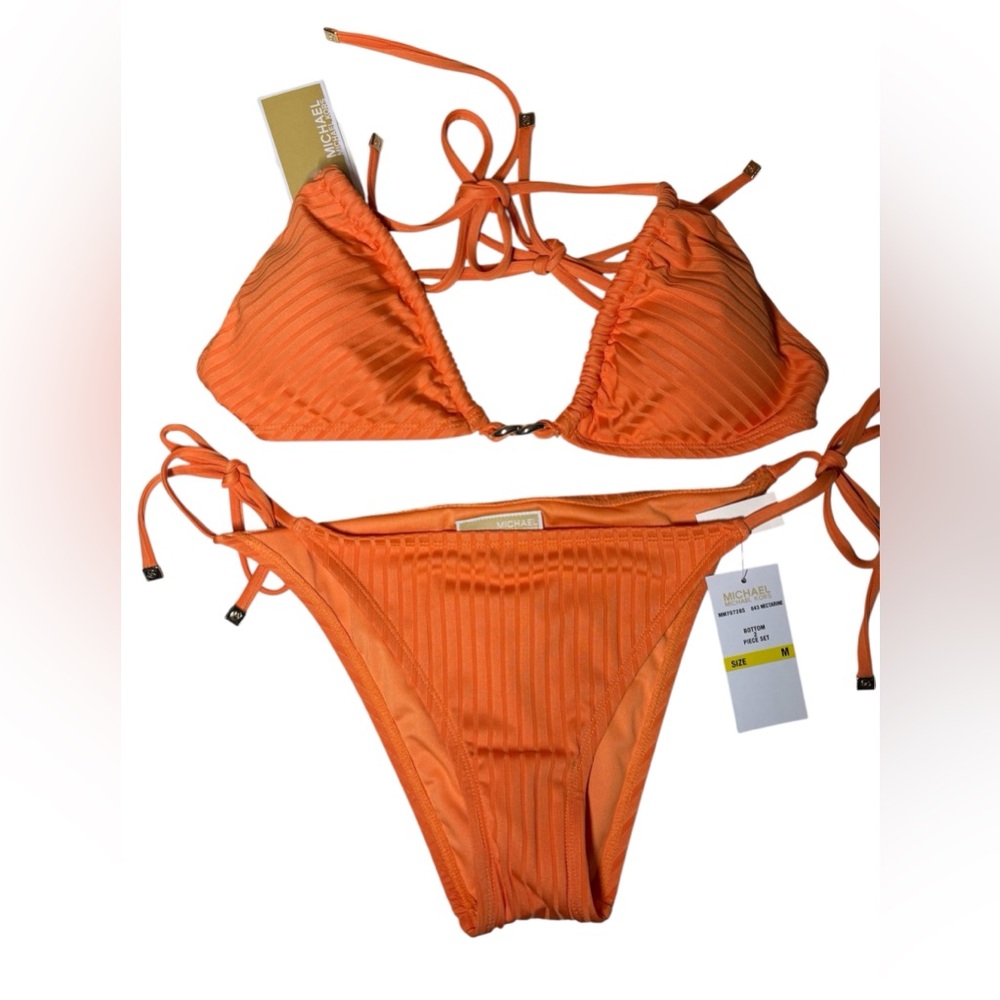Michael Kors Ladies 2 Piece Bikini Set Size Medium Nectarine - Picture 2 of 6